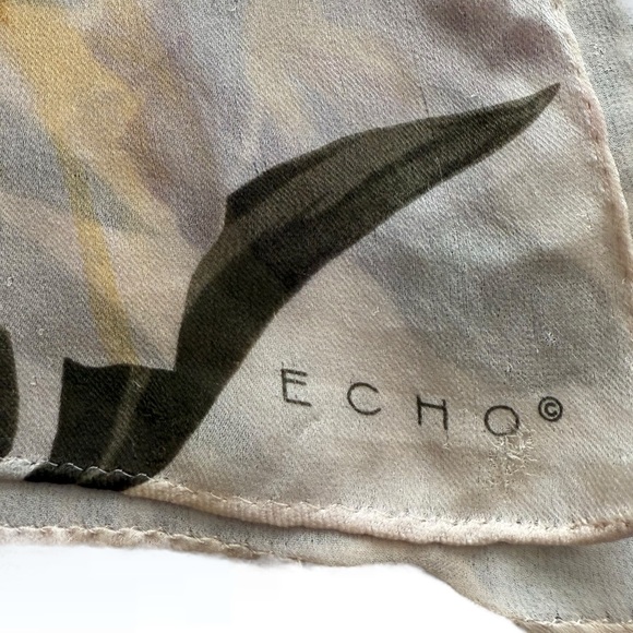 Vintage Floral Silk Scarf by Echo 58” x 16” - Picture 10 of 15